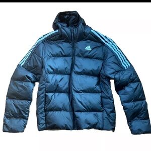 adidas men Essentials Midweight Down Hooded Jacket Size Medium